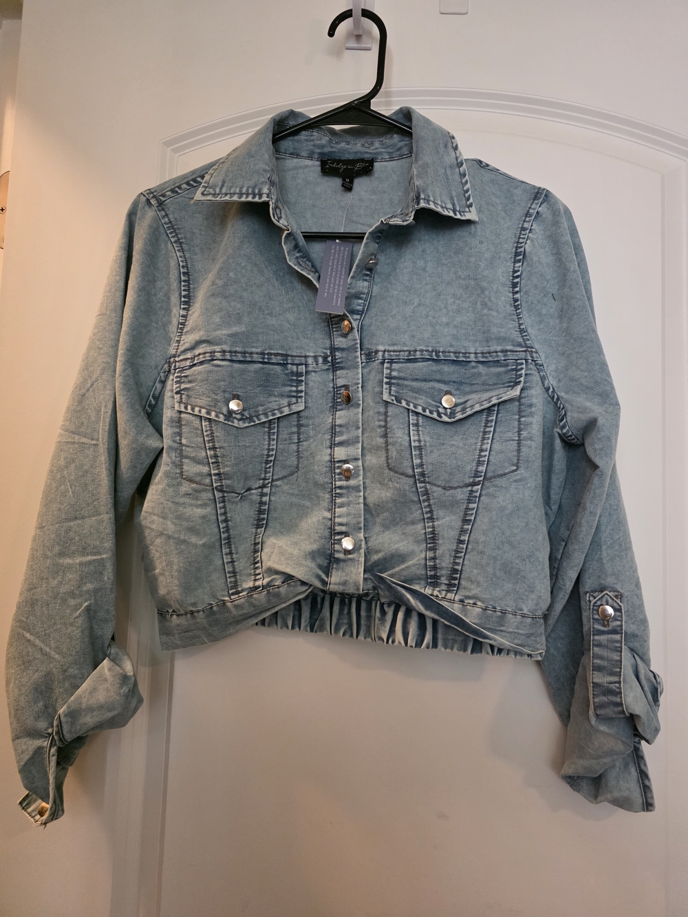 Cropped Light Wash Pale Blue Denim Crop Top